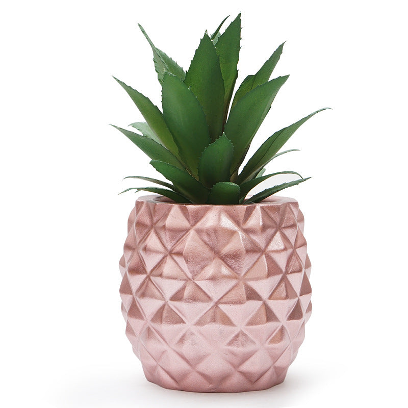 pineapple fake plant Hisow Artificial Succulent Potted Pineapple Decor(Pink)