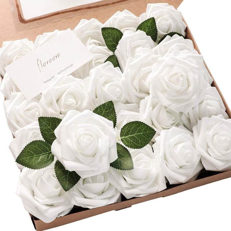 25pcs Foam Fake Roses with Stems