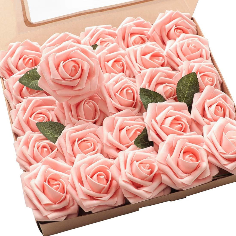 25pcs Foam Fake Roses with Stems