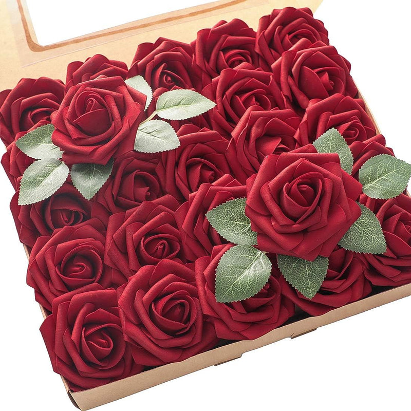 25pcs Foam Fake Roses with Stems