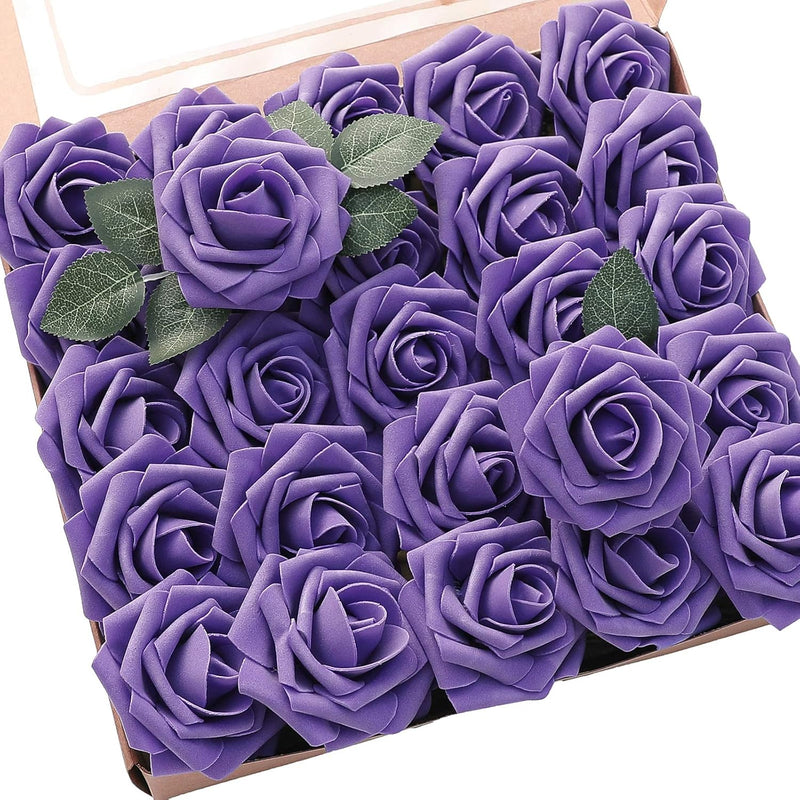 25pcs Foam Fake Roses with Stems