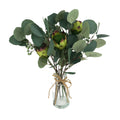 16.1" Artificial Eucalyptus Leaves in Glass Vase