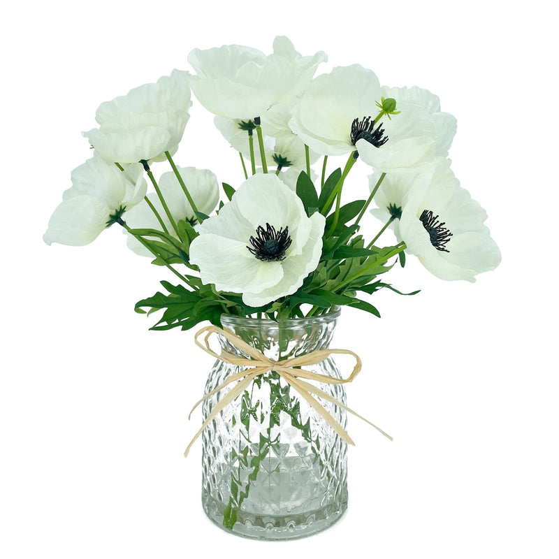 14" Artificial Flower in Glass Vase