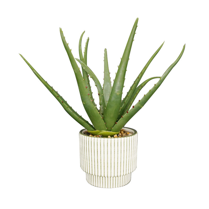 Large Faux Aloe Plant with Ceramic Vase