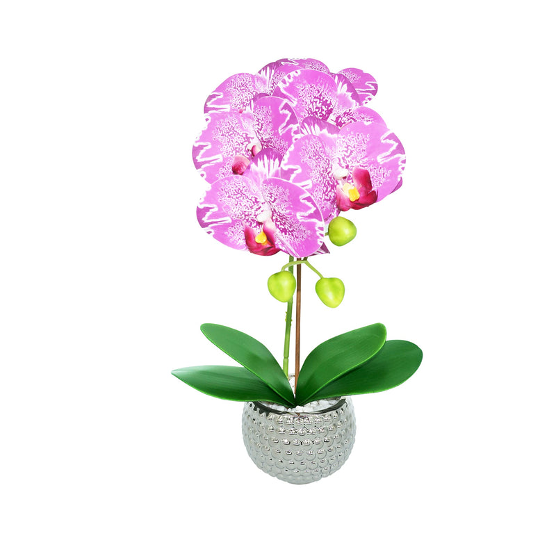 15" Orchid Artificial Flower in Gold/Silver Pot