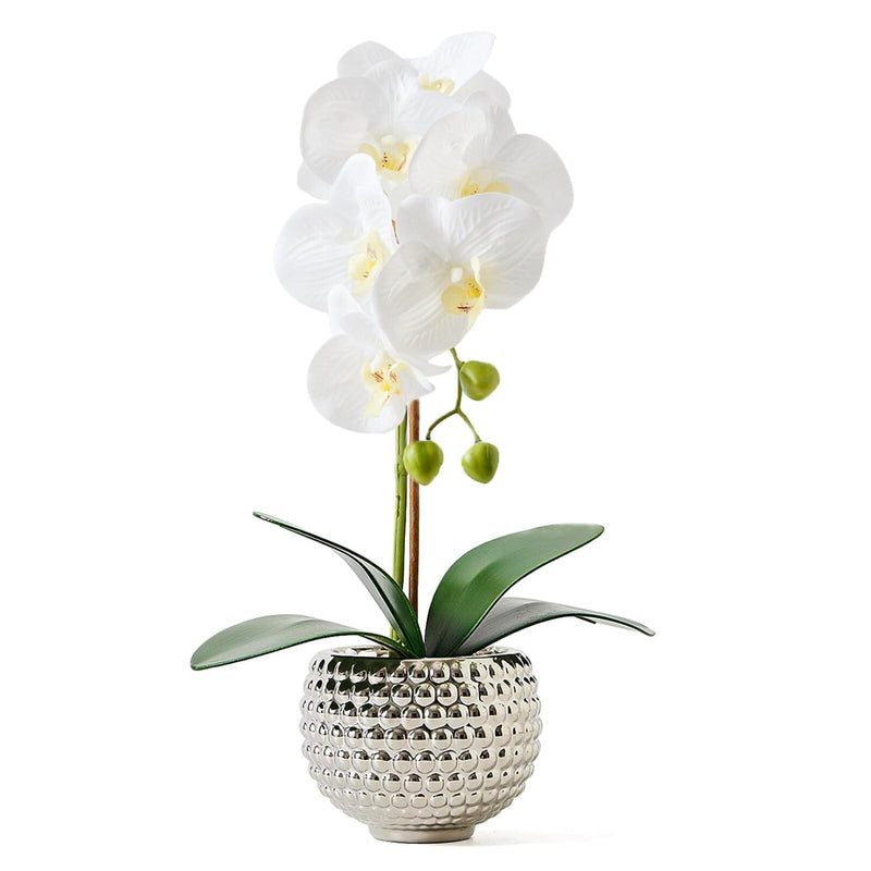 15" Orchid Artificial Flower in Gold/Silver Pot