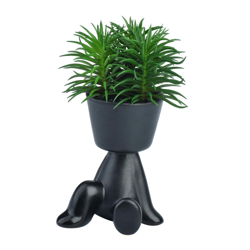 Mini Artificial Plants in Black/White Human Shaped Pot