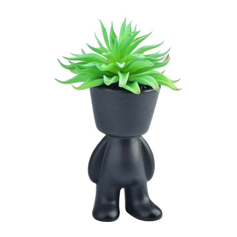 Mini Artificial Plants in Black/White Human Shaped Pot