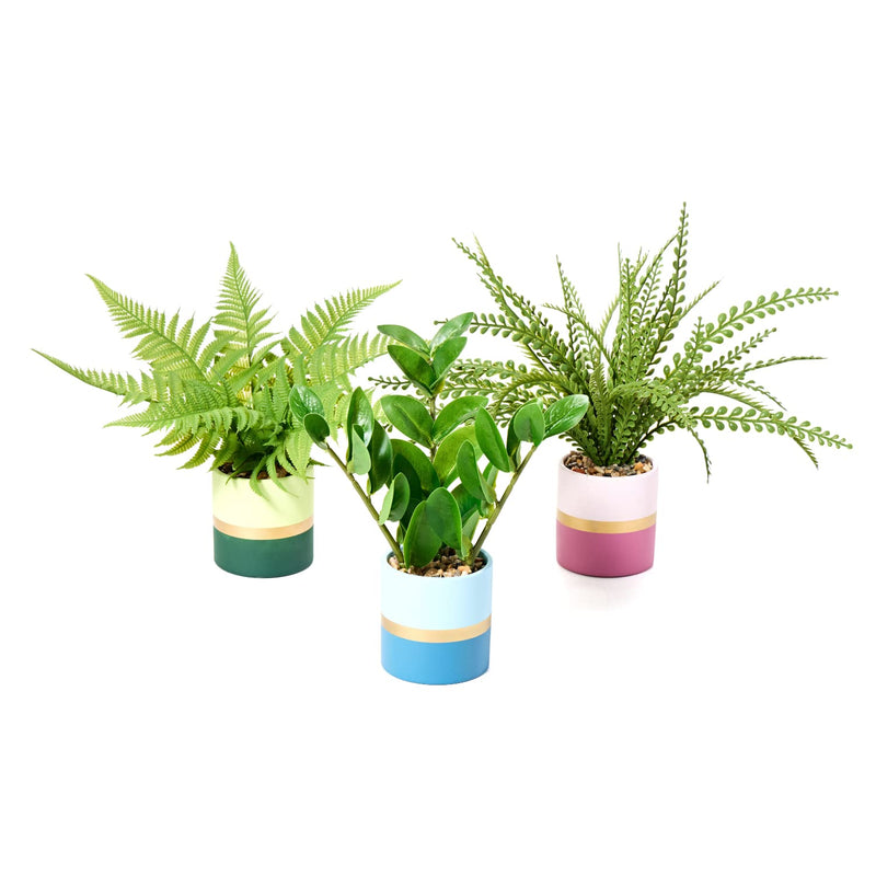 Set of 3 Small Fake Potted Plants