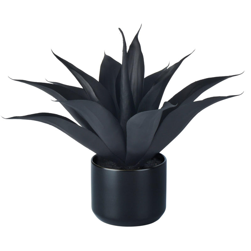 12.2" Black Artificial Aloe Plant for Halloween