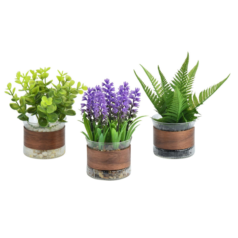 Set of 3 Small Fake Potted Plants