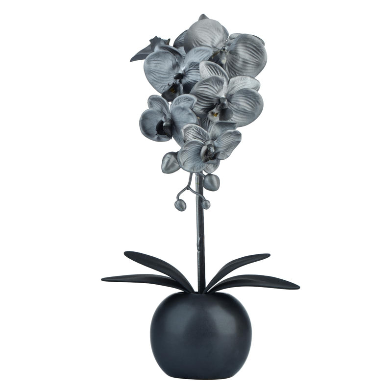 14.3" Faux Orchid in Black Flower Pot