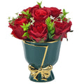 9Pcs Real Touch Roses with Ceramic Vase