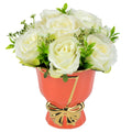 9Pcs Real Touch Roses with Ceramic Vase