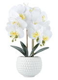 17" Large White Faux Orchids with Pot