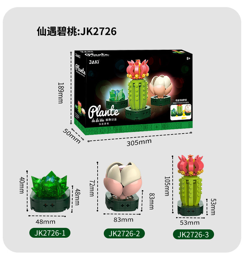 Hisow Set of 3 Succulent Flowers Building Sets (B）