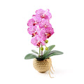 15" Orchid Artificial Flower in Gold/Silver Pot