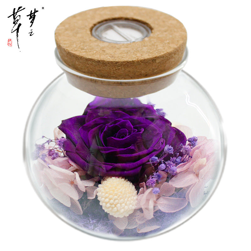 Hisow Artificial flowers with Colorful Mood Light Wishing Bottle (Purple)