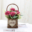 Hisow Artificial Flowers in Basket（Red-Purple）