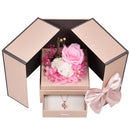 Hisow Preserved Red Real Roses Present With Necklace (Tower)