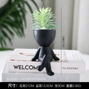 Hisow Artificial Succulent Plants in Human Shaped Black Ceramic Pot（Crossed Legs）(Black)