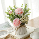 Hisow Artificial Flower Hydrangea and Small Ceramic Vase （Pink）
