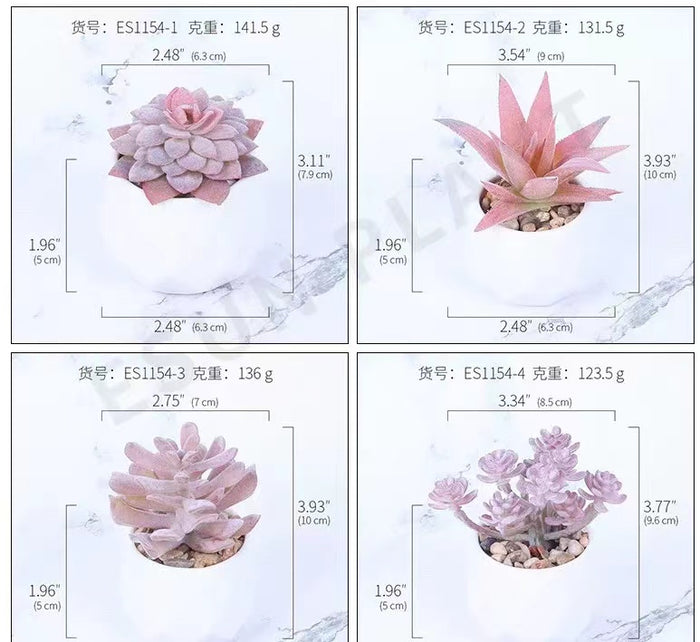 artificial pink succulents Hisow Artificial Mini Fake Succulents Plants (Set of 4) (PInk)