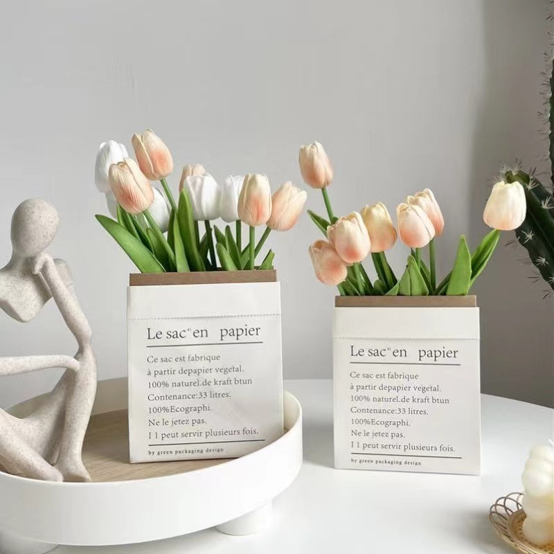 Hisow Set of 9 Artificial Tulip With Paper Box