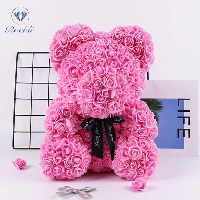 Hisow Handmade Rose Teddy Bear Gifts (Pink)