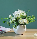 Hisow Mini Fake Silk Camellia Flowers (White）