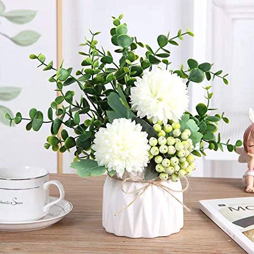 Hisow Artificial Flower Hydrangea and Small Ceramic Vase