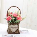 Hisow Artificial Flowers in Basket (Rose Color）