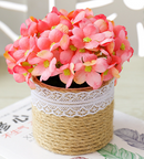 Hisow Artificial Flowers in Linen Basin（Hot Pink）