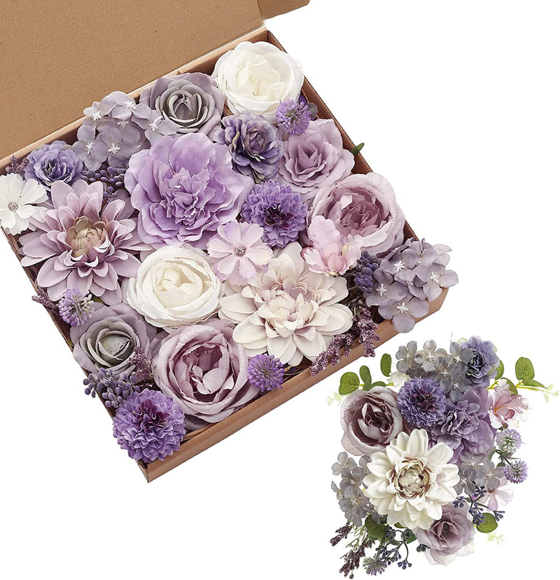 Hisow Multi Artificial Flowers Combo (White&Purple)