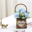 Hisow Artificial Flowers in Basket (Blue)