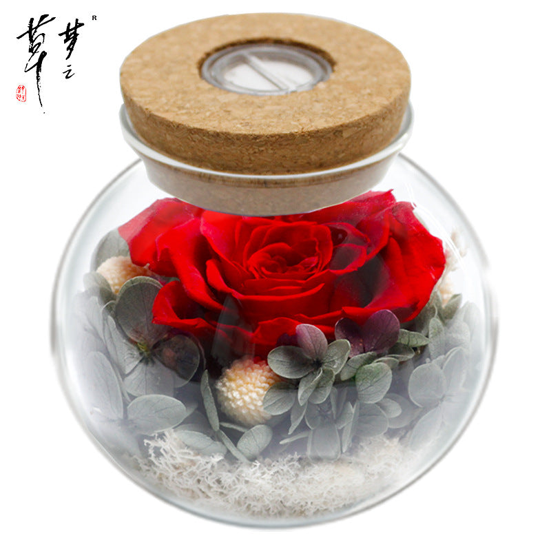 Hisow Artificial flowers with Colorful Mood Light Wishing Bottle (Red)