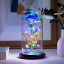 Hisow Galaxy Rose in Glass Dome (Blue)