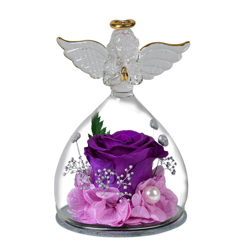 Hisow Angel Figurine Forever Flower Gift (Purple)