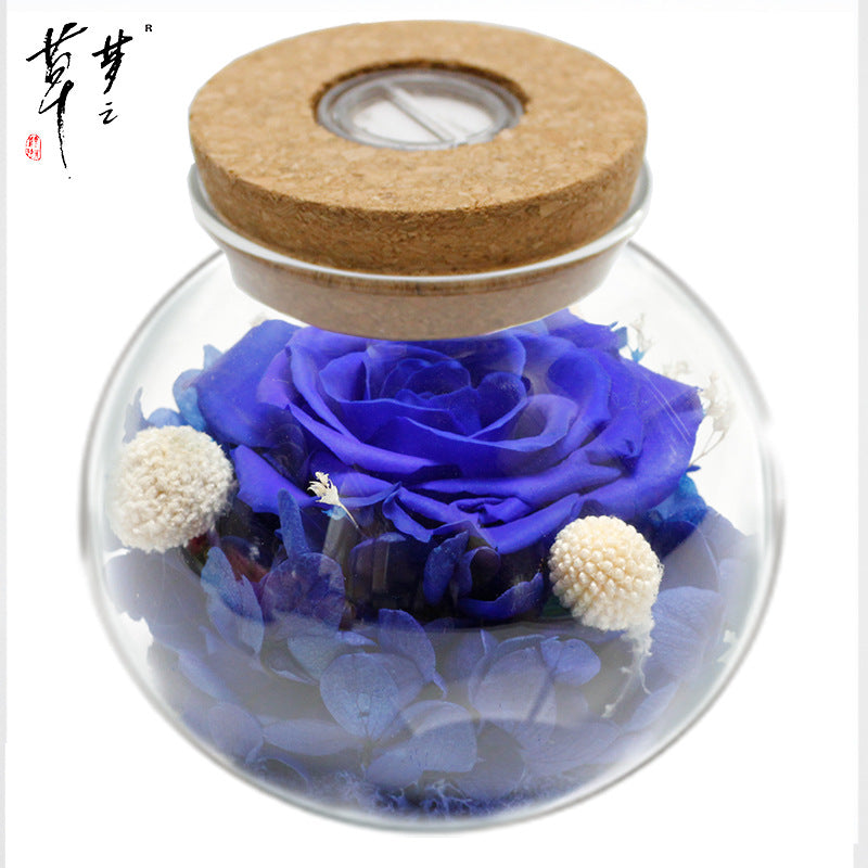 Hisow Artificial flowers with Colorful Mood Light Wishing Bottle (Blue)